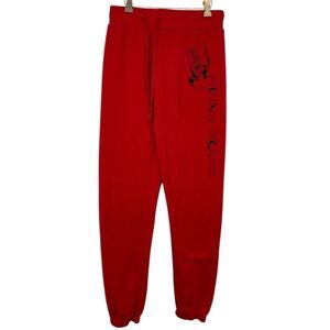 Disney Women’s Vertical Minnie Mouse Design Red Drawstring Sweatpants Size XS